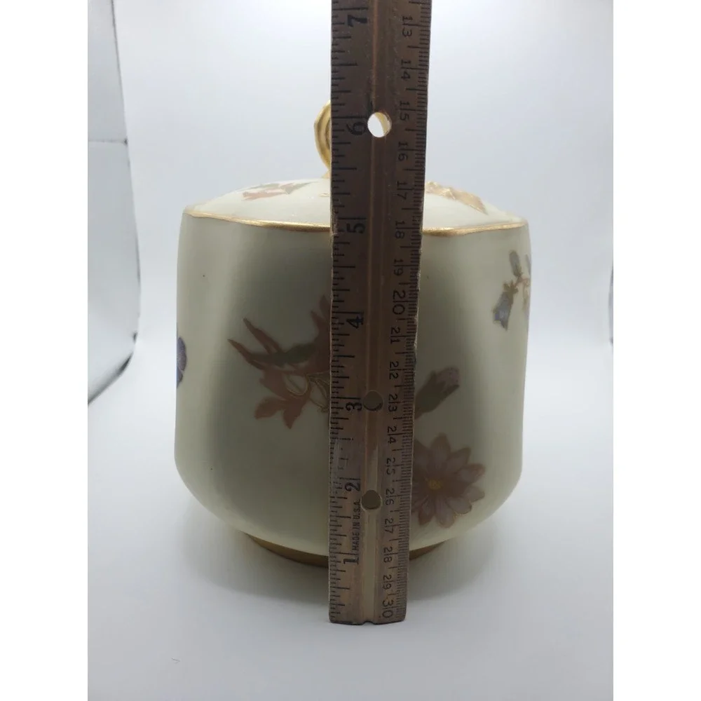 Vintage Bisque Biscuit  Cookie Jar Gold Gilt Flowers